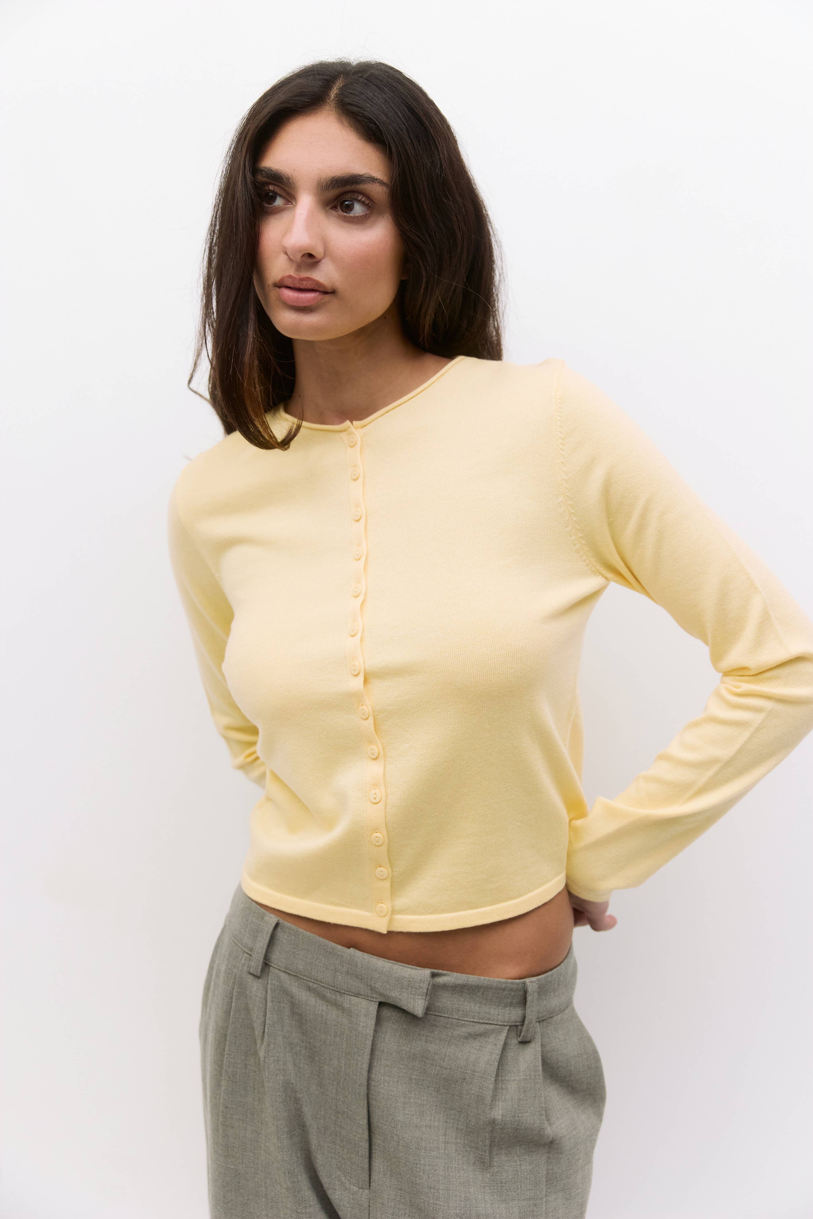Butter Yellow Rollneck Cardigan