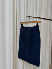 Vintage Raw Hem Denim Skirt 24" Waist
