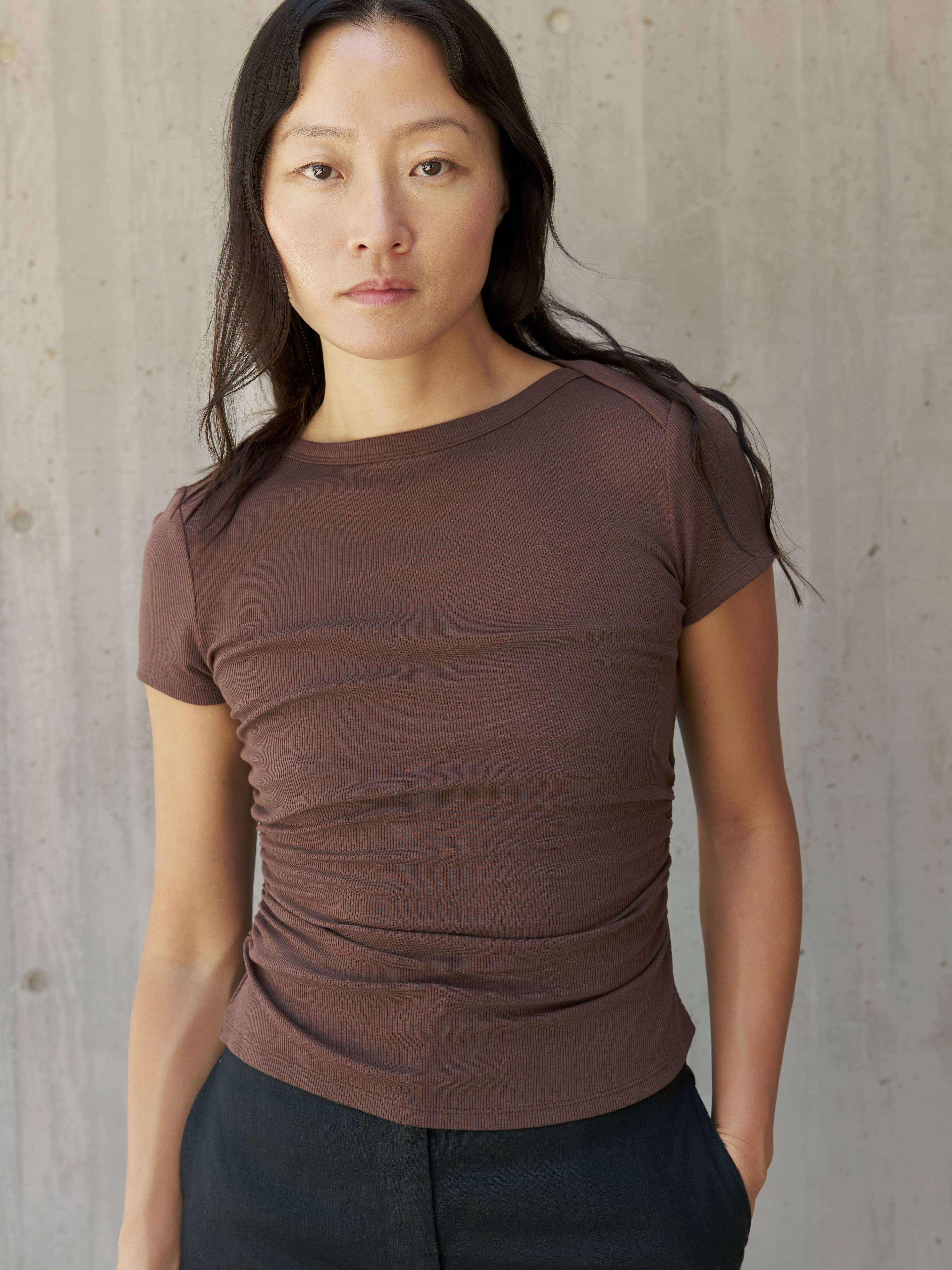 Brown Elaina Babydoll Tee