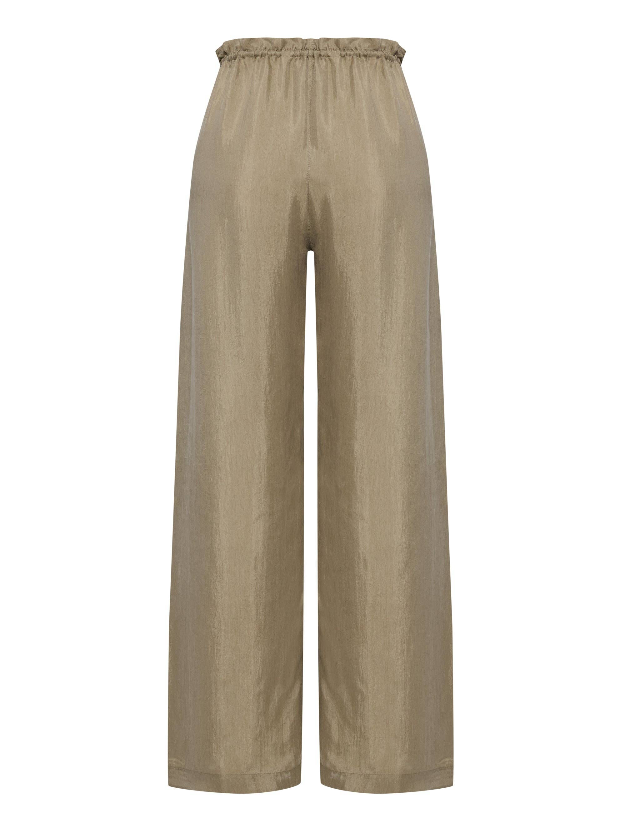 The Handloom Khaki Green Lucid Flow Tie Pants