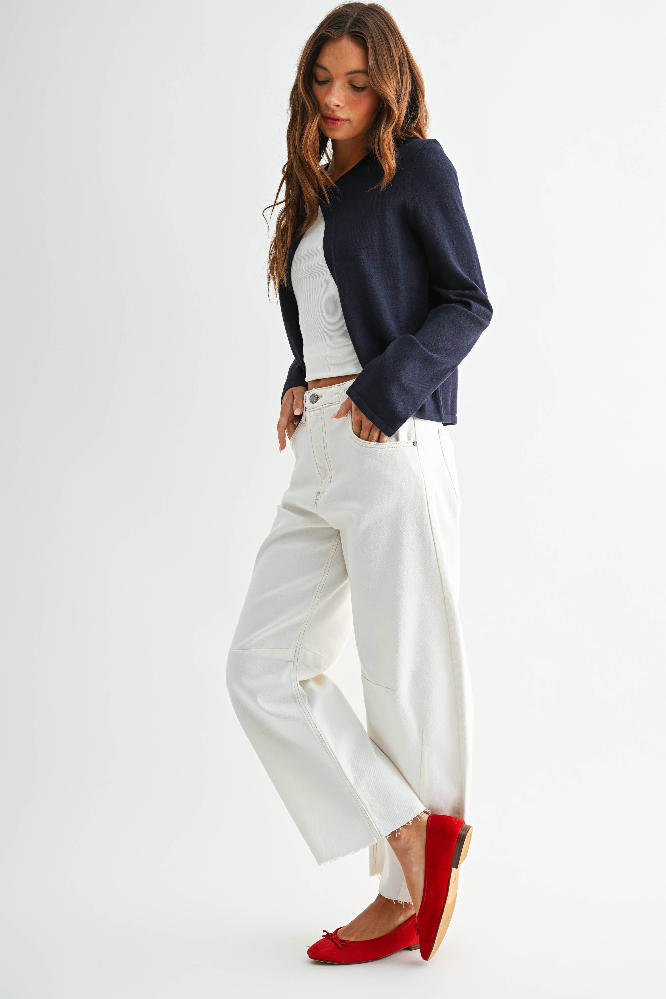 Just Black Off White Seamed Barrel Jeans