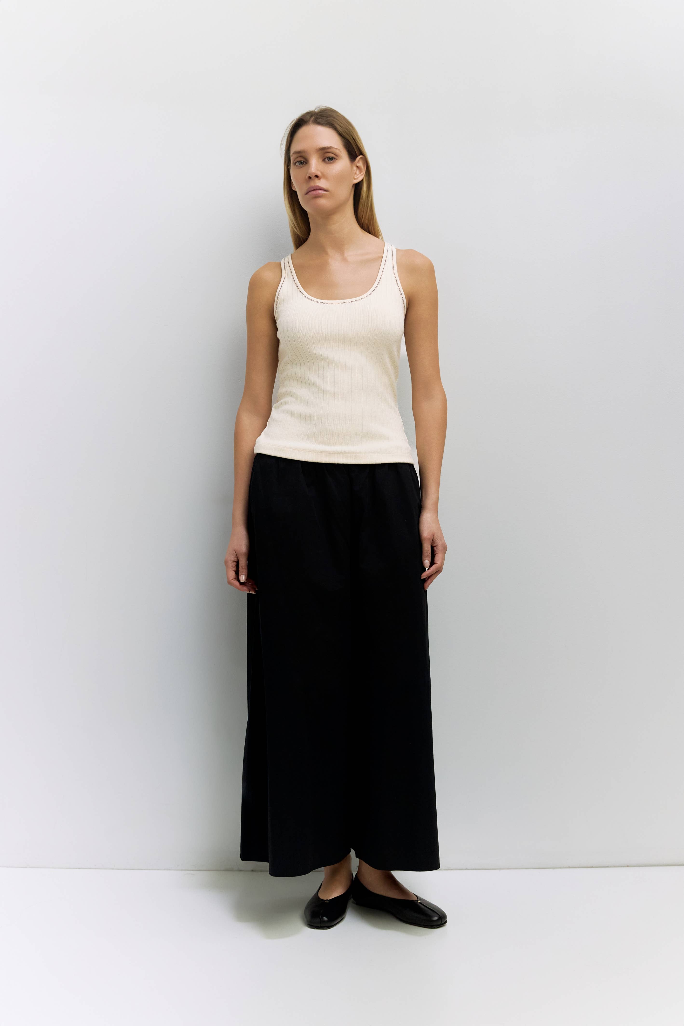 Cream Ribbed Knit Sammi Tank Top