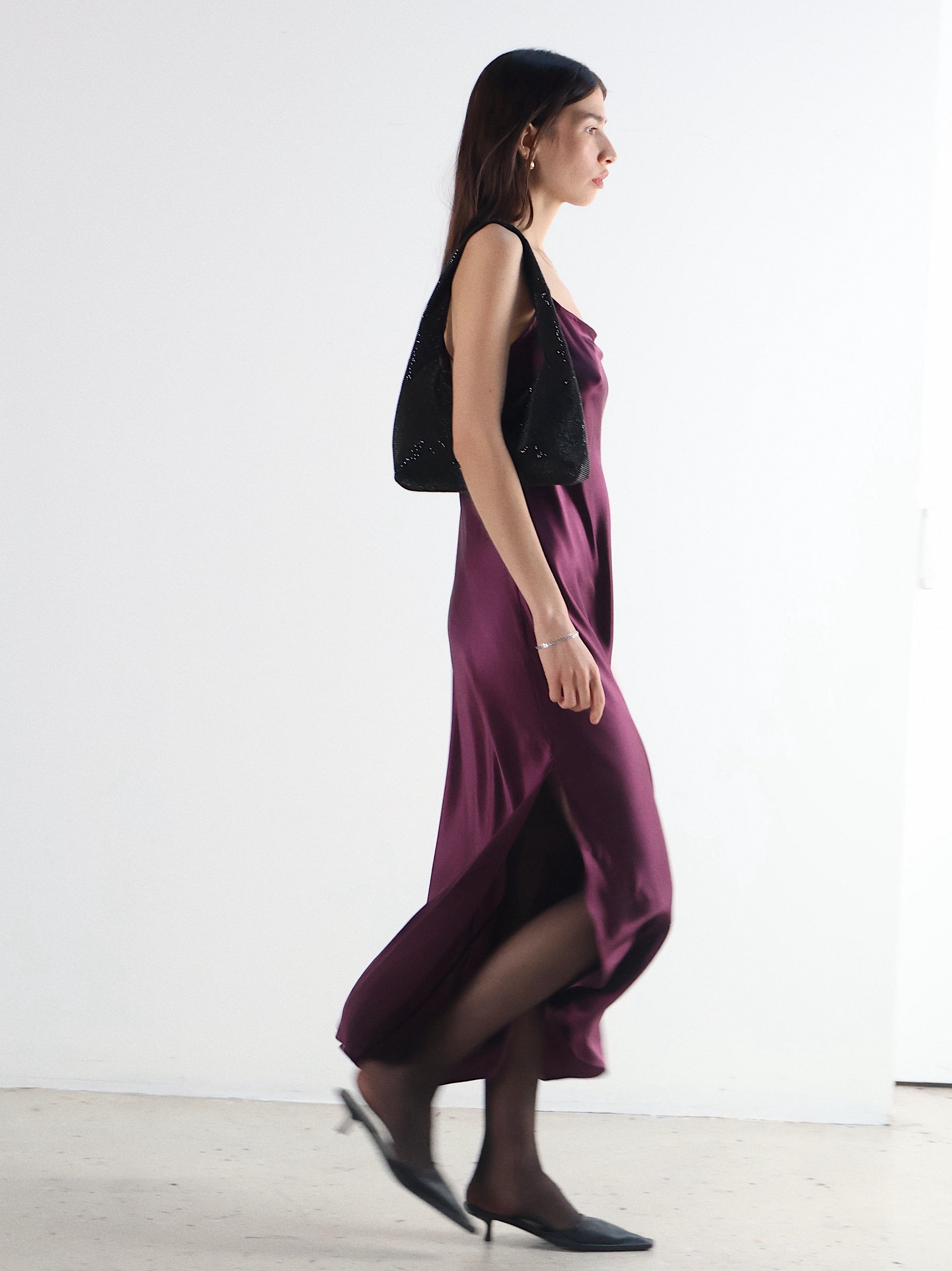 Vintage August Silk Plum Slip Dress