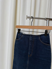 Vintage Raw Hem Denim Skirt 24" Waist
