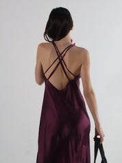 Vintage August Silk Plum Slip Dress