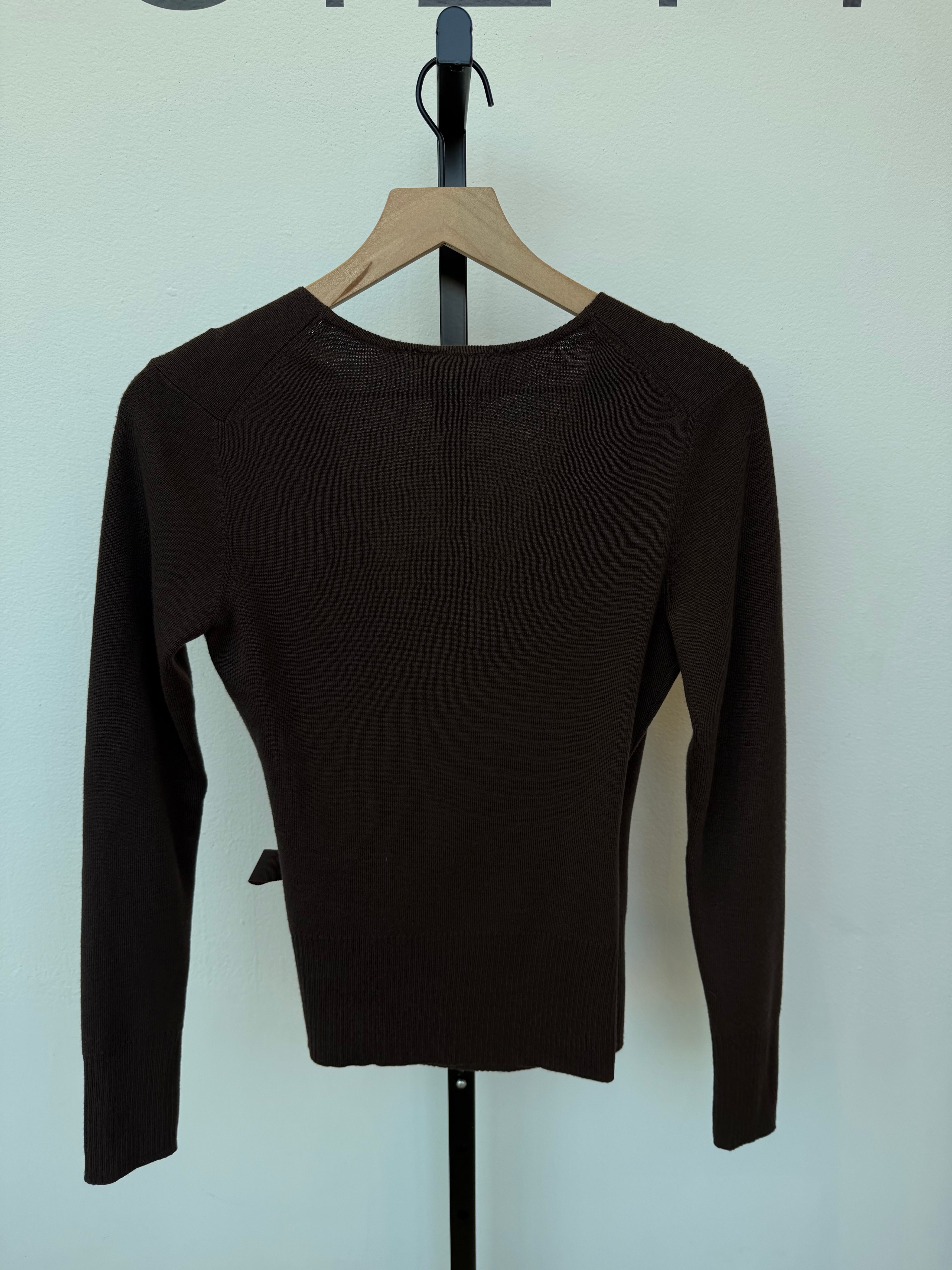 Vintage Brown Cashmere Blend Wrap Sweater
