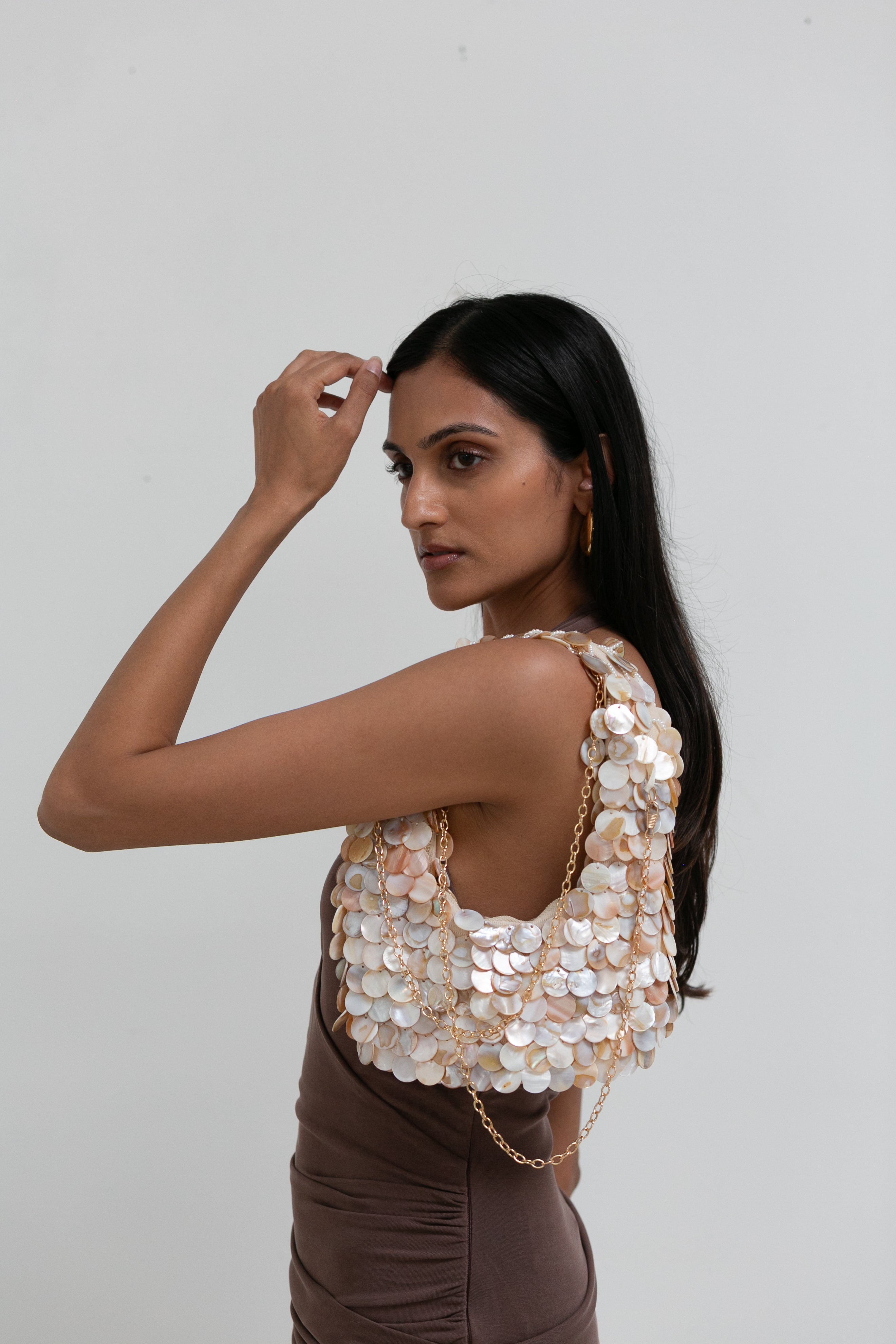 Natural Pearl Shell Crossbody Bag
