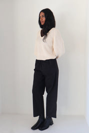 Vintage Cream V Neck Sweater