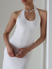 White Knit Tamia Halter Dress