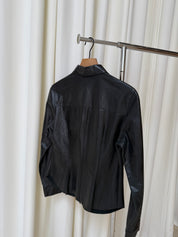 Vintage Express Black Leather Button-Up Top