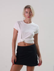 Black Madison Silk Mini Skirt