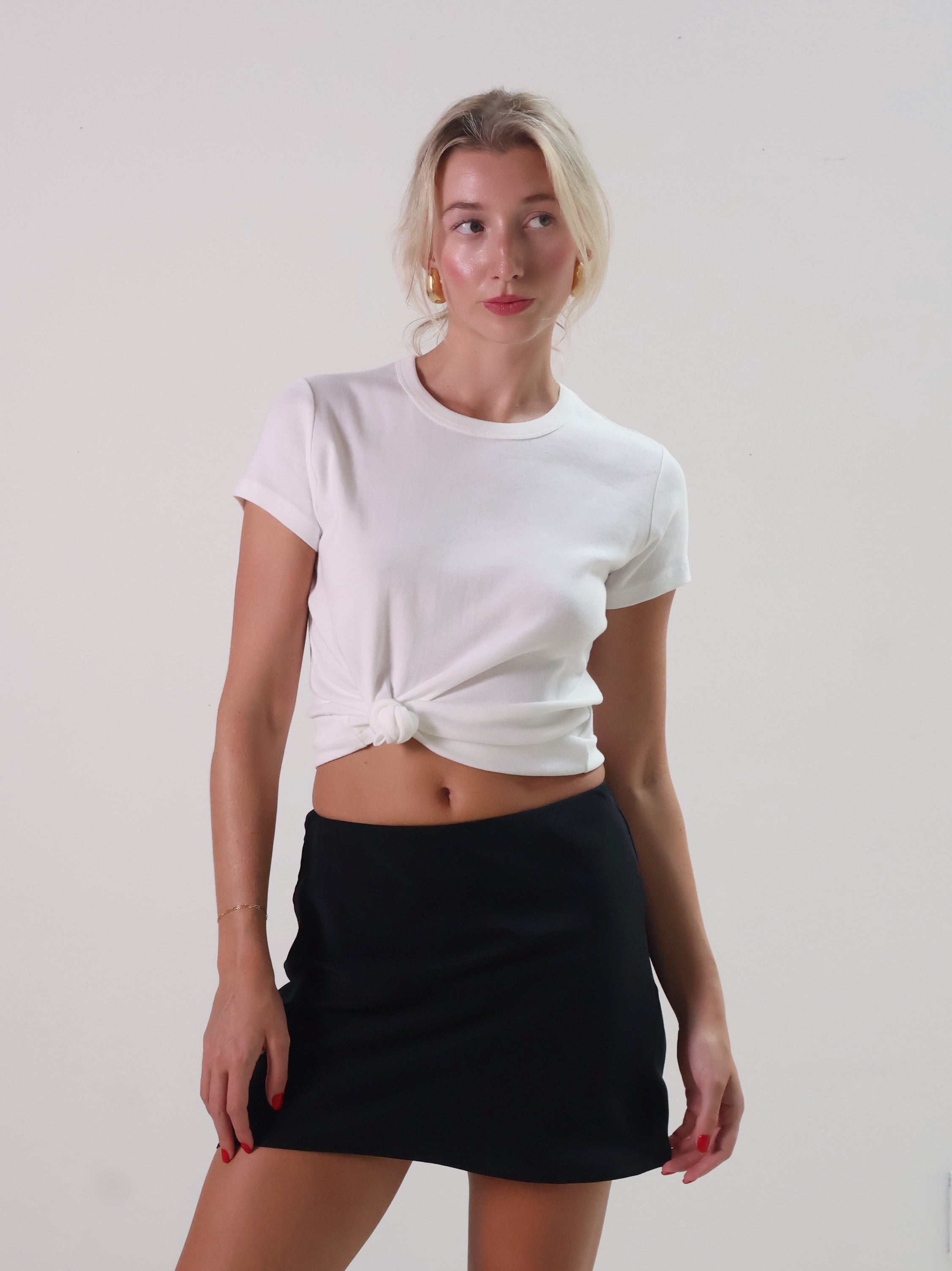 Black Madison Silk Mini Skirt