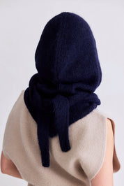 Navy Alpaca Hooded Scarf