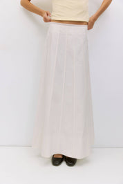 White Paneled Cotton Maxi Skirt