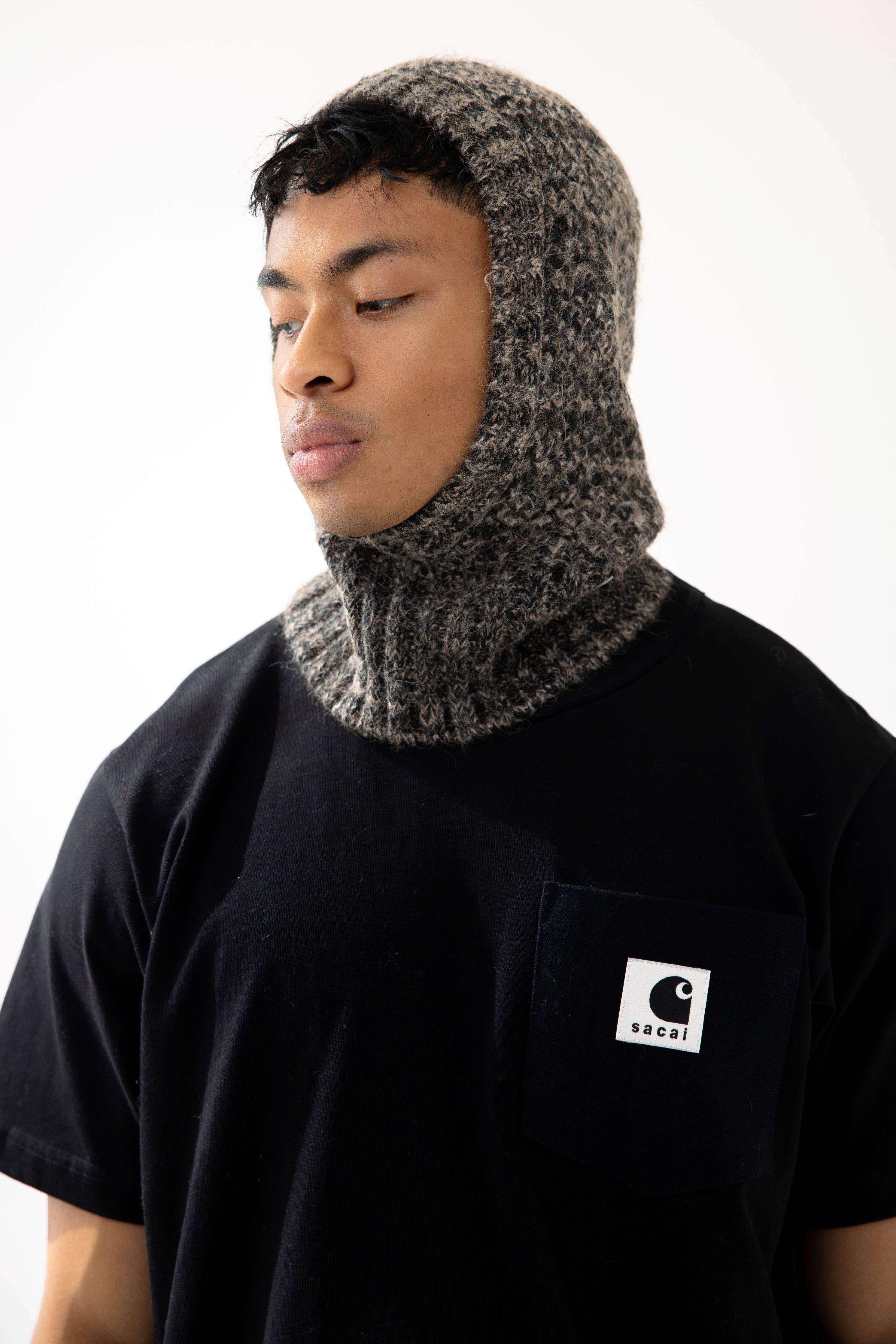 Frosted Walnut Brown Alpaca Balaclava