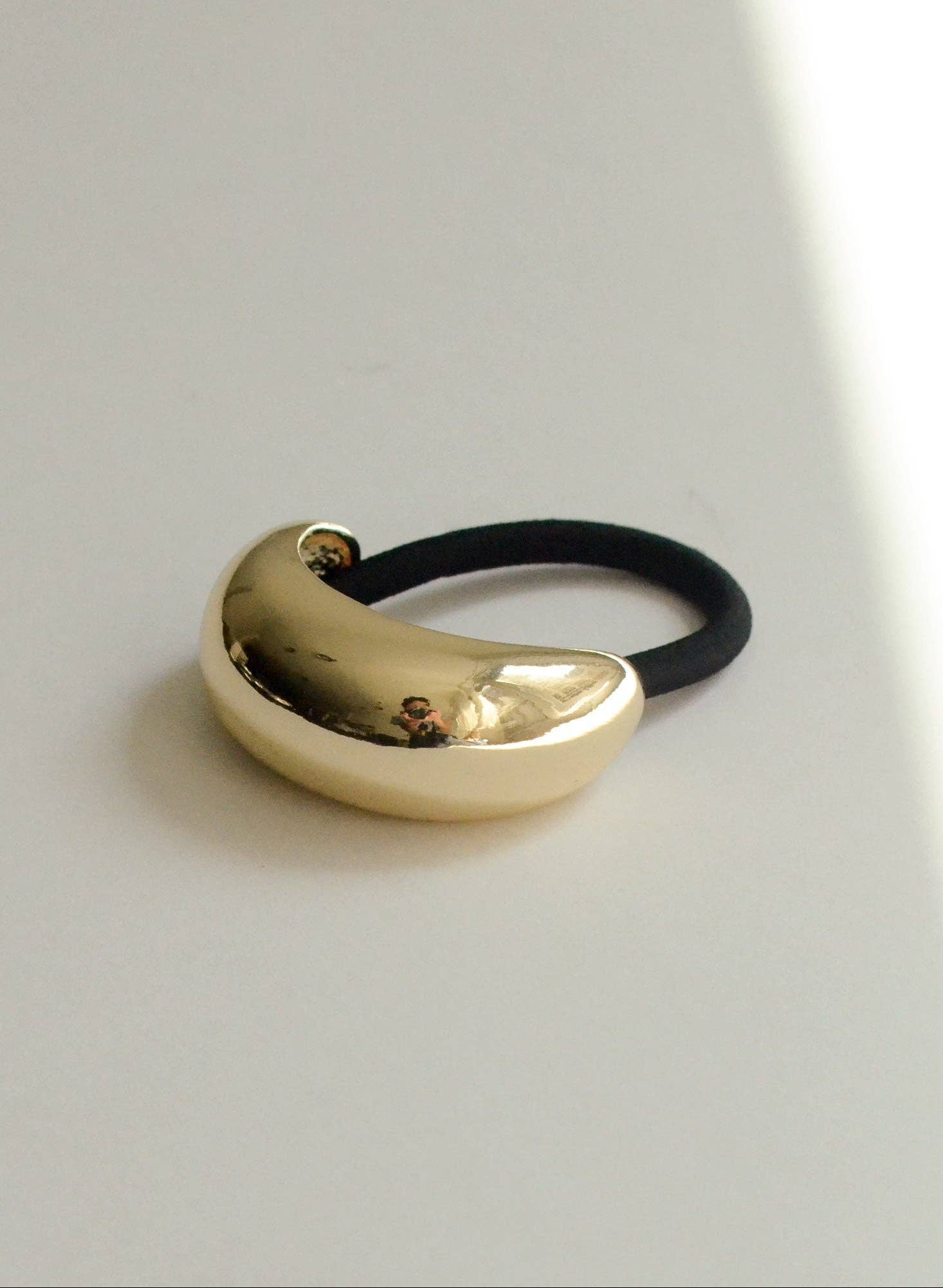 Gold Narrow Crescent Metal Cuff Hair Tie