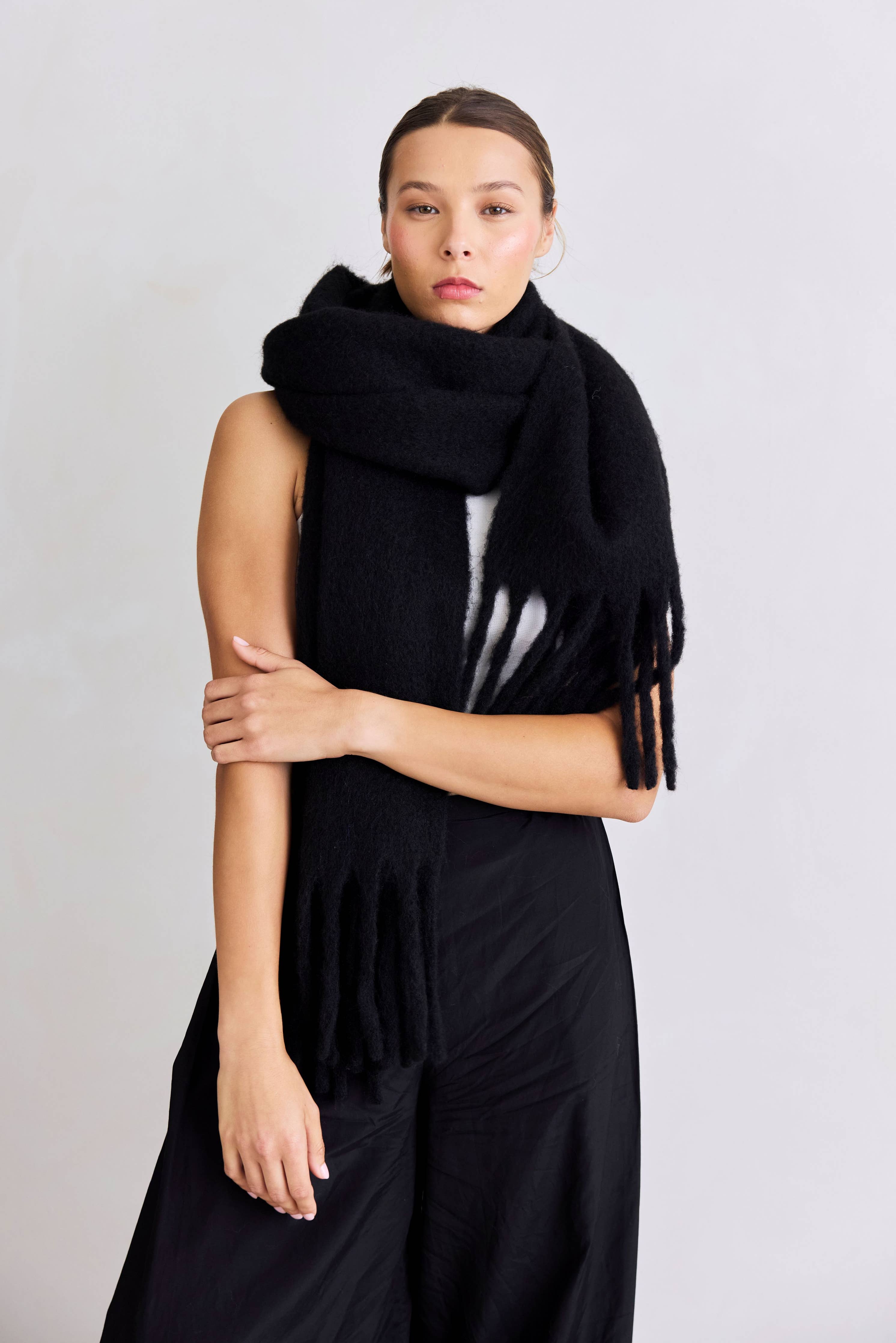 Black Reykjavik Merino Wool Scarf
