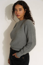 Heather Grey Cotton Crewneck Sweater