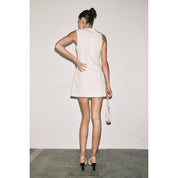 Cream Lenore Button-Front Sleeveless Mini Dress