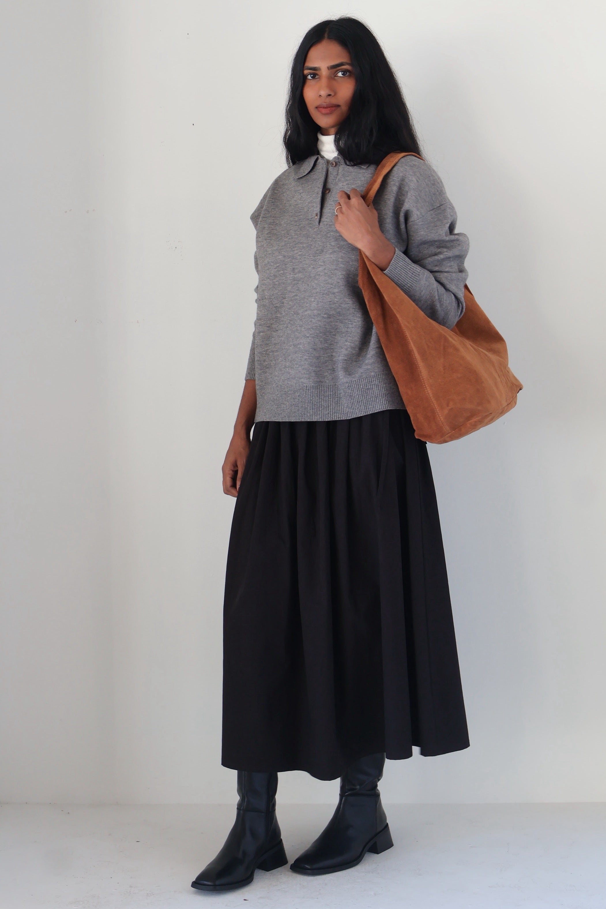 Heather Grey Marlowe Polo Sweater