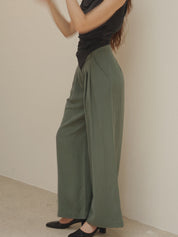 St. Agni Wide Leg Pleat Pants - Balsam Green