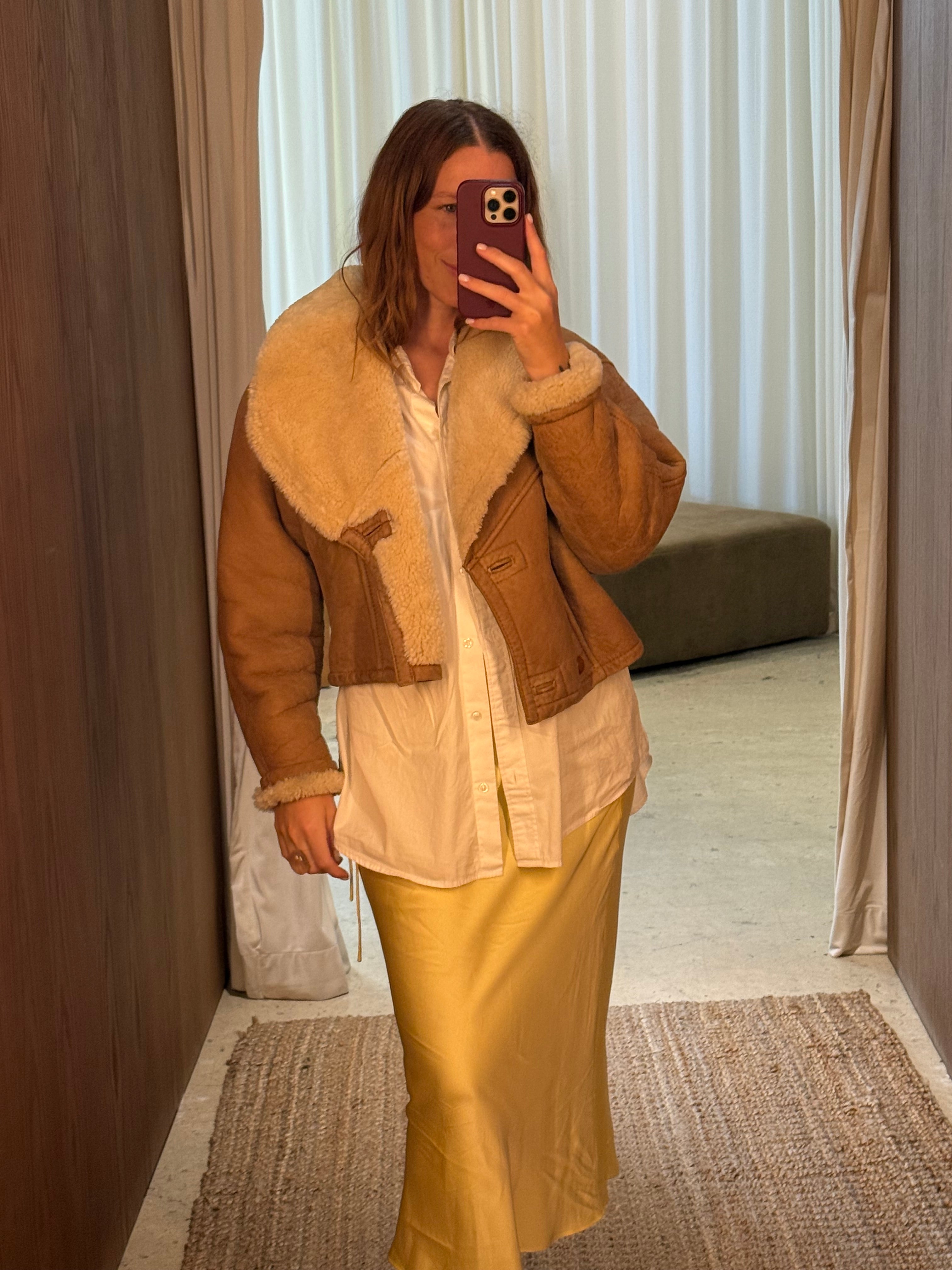 Vintage Sheepskin Crop Coat