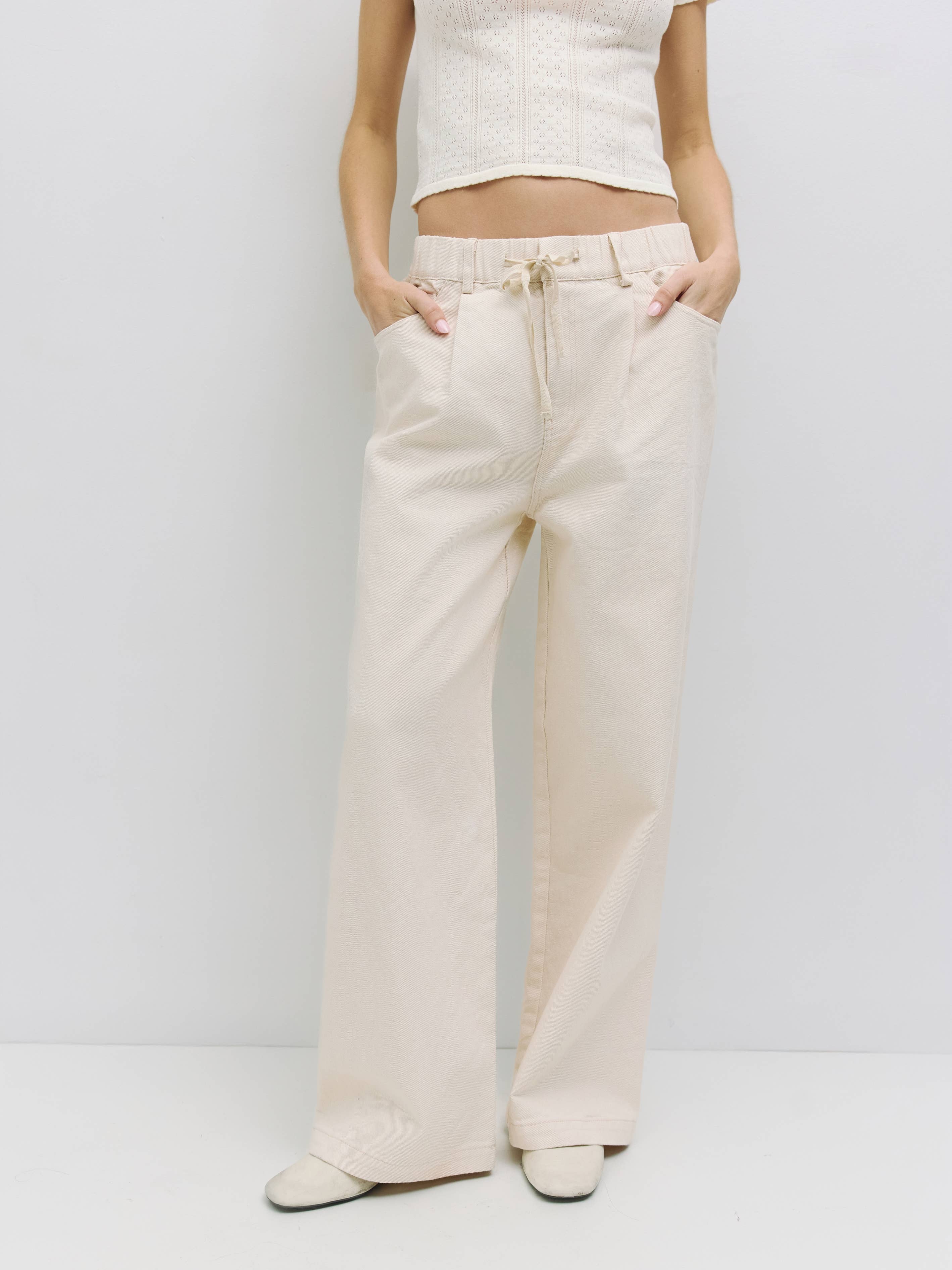 Cream Iris Cotton Pants