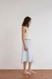 Deiji Studios Off White Cross Panel Knit Top