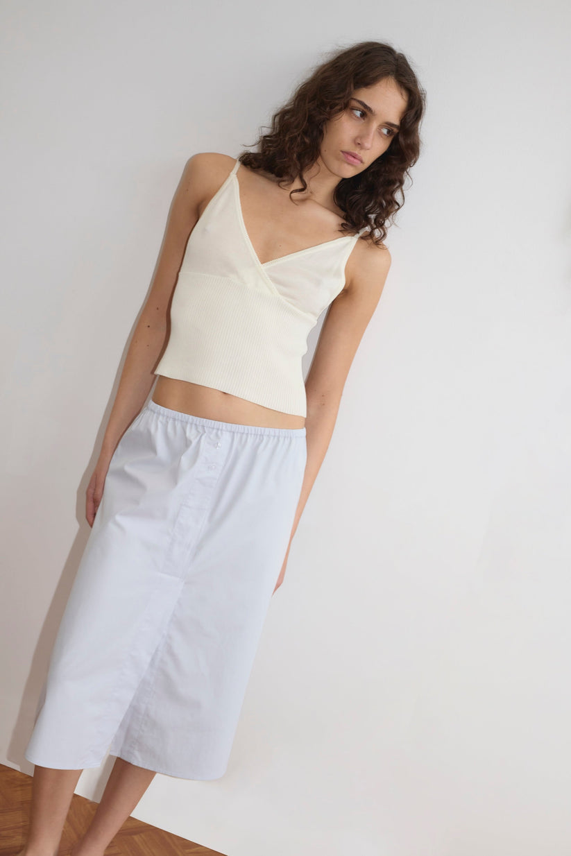 Deiji Studios Off White Cross Panel Knit Top