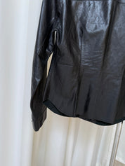 Vintage Express Black Leather Button-Up Top