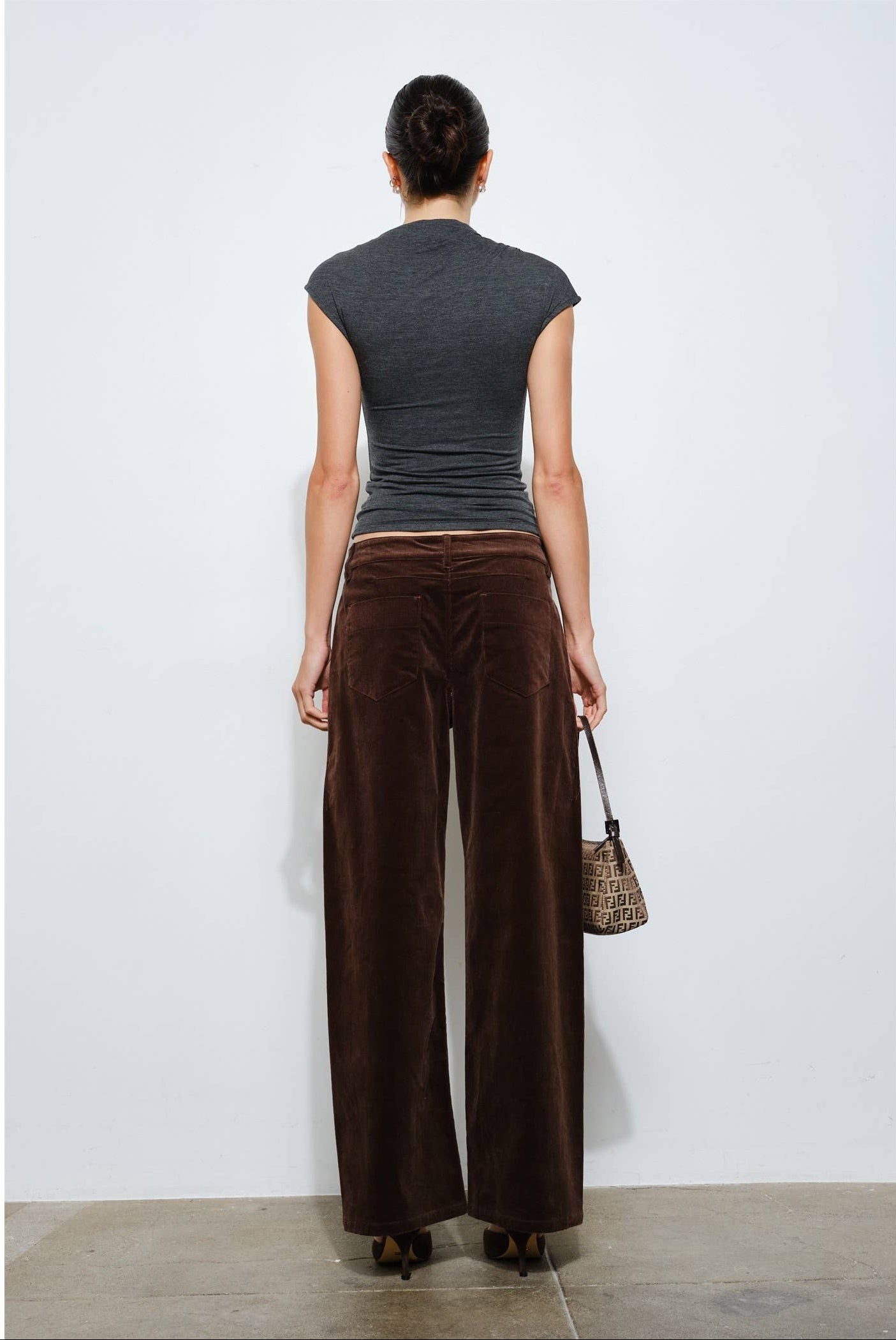 Charcoal Petra SS Asymmetrical Draped Top