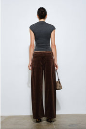 Charcoal Petra SS Asymmetrical Draped Top