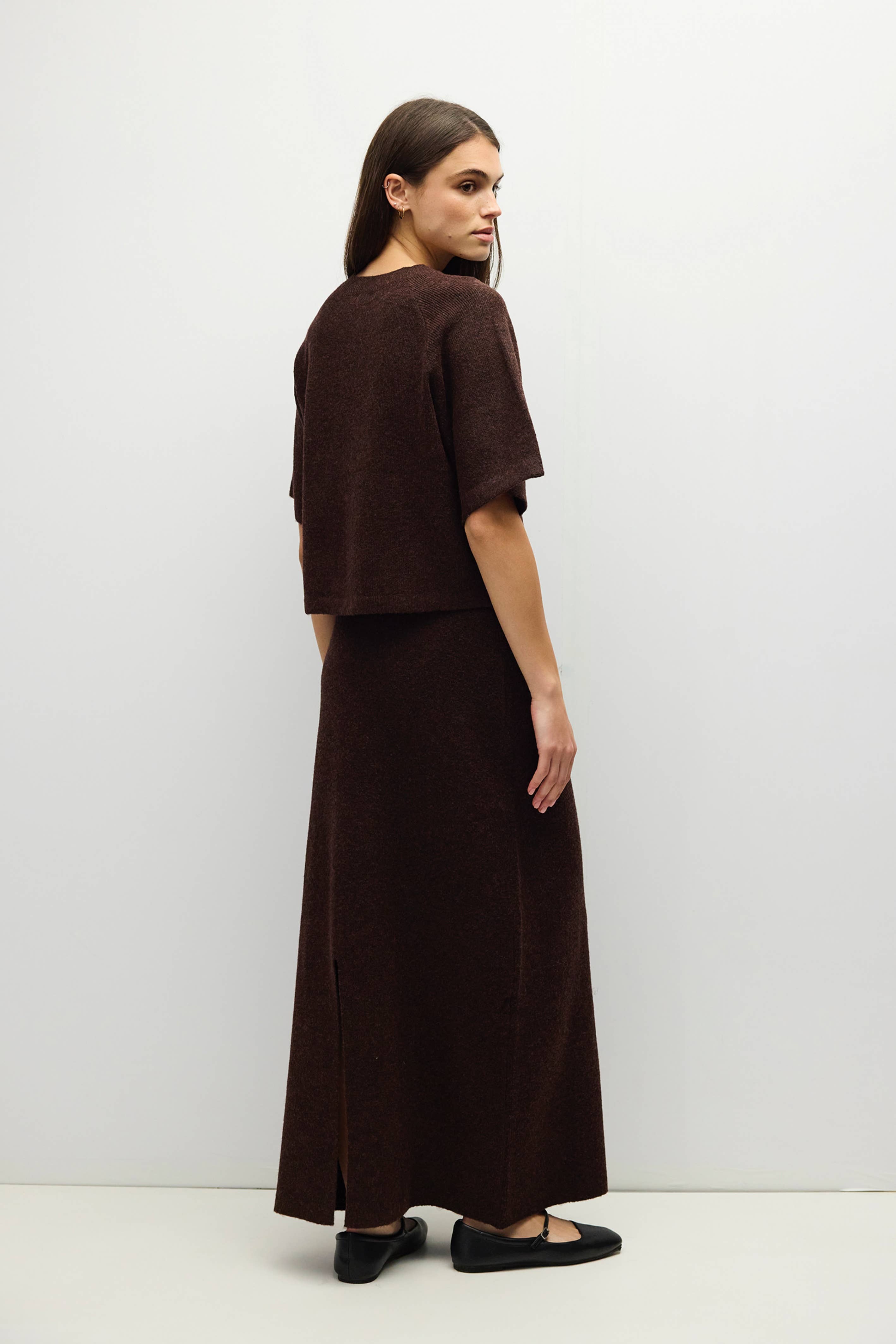Brown Knit Danica Midi Skirt