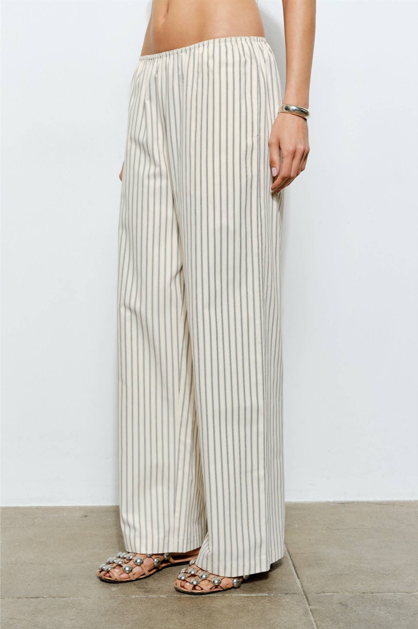 Elara Cream Striped Lounge Pants