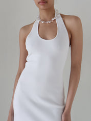 White Knit Tamia Halter Dress