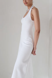 White Knit Tamia Halter Dress