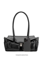 Ruthie Black Vegan Leather Shoulder Bag