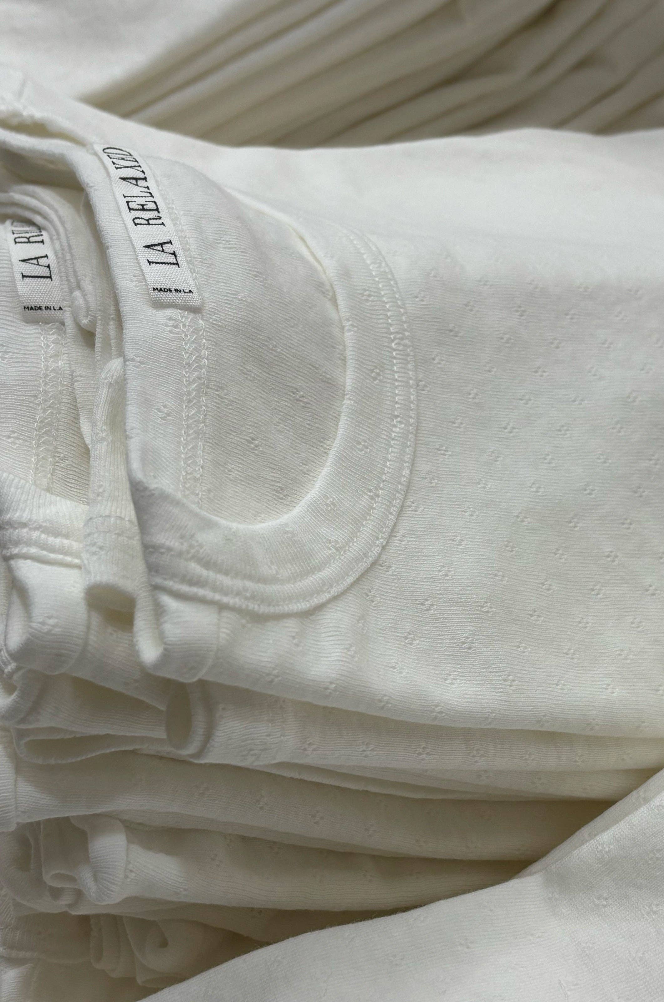 LA Relaxed White Pointelle Baby Tee