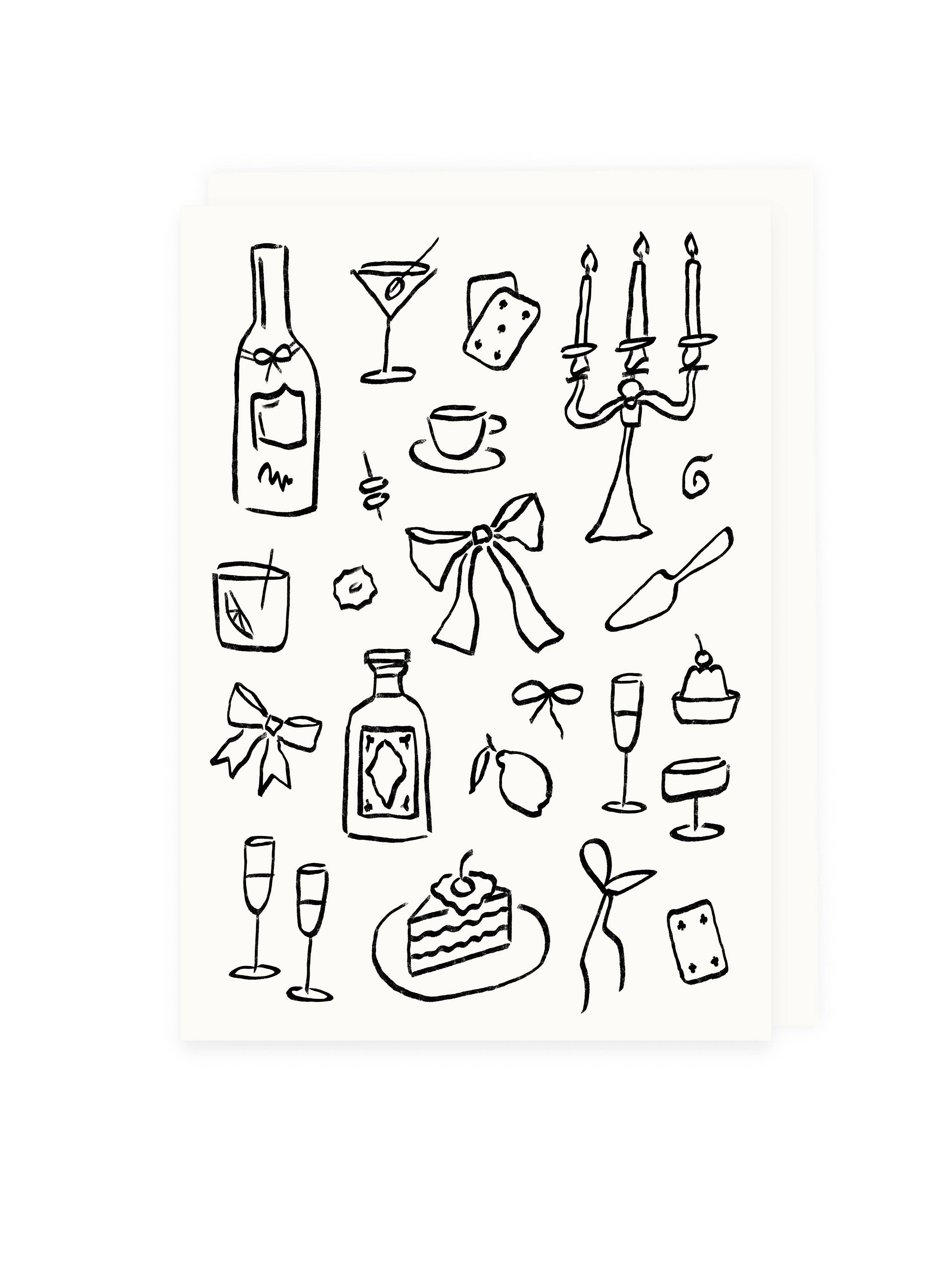 'Afternoon soirée' (Risograph) | Wedding Greeting Card by L'Atelier Samedi