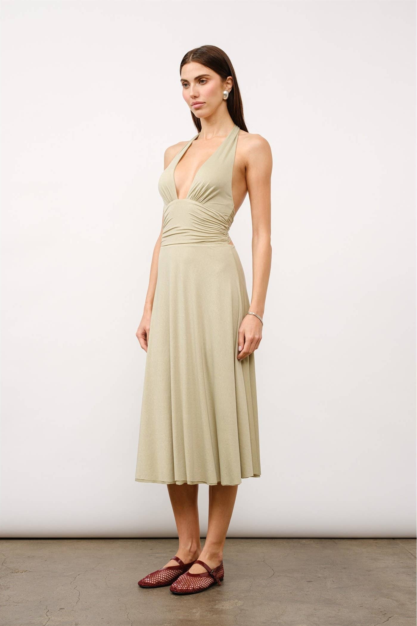 Sage Nevara Plunge Halter Dress