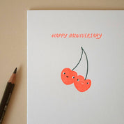 Homework Letterpress Studio Anniversary Cherries Card