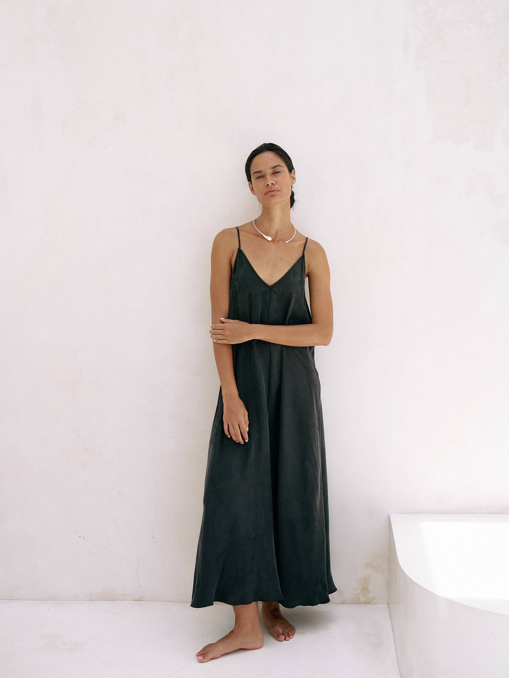 The Handloom Black Lucid Flow Maxi Dress