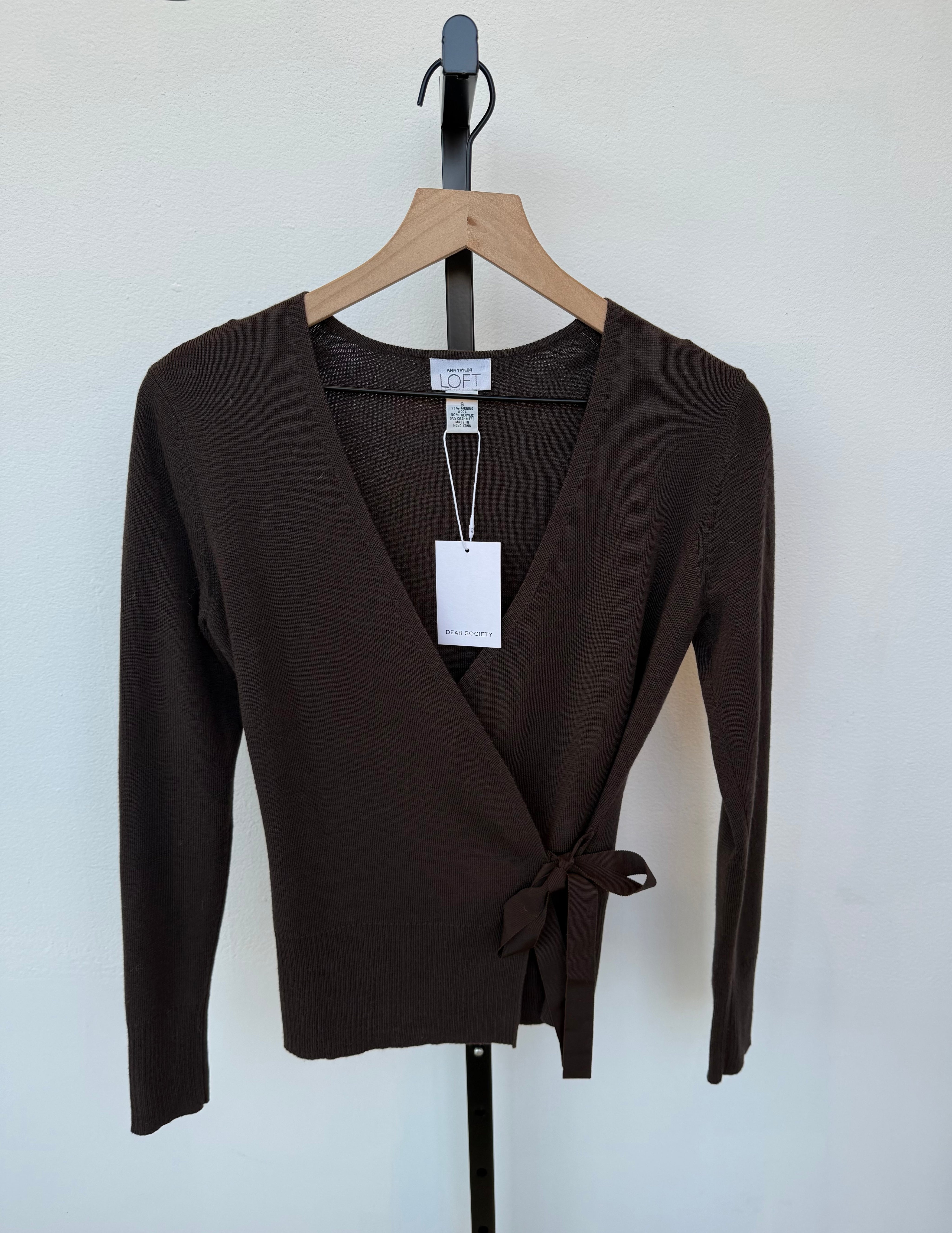 Vintage Brown Cashmere Blend Wrap Sweater