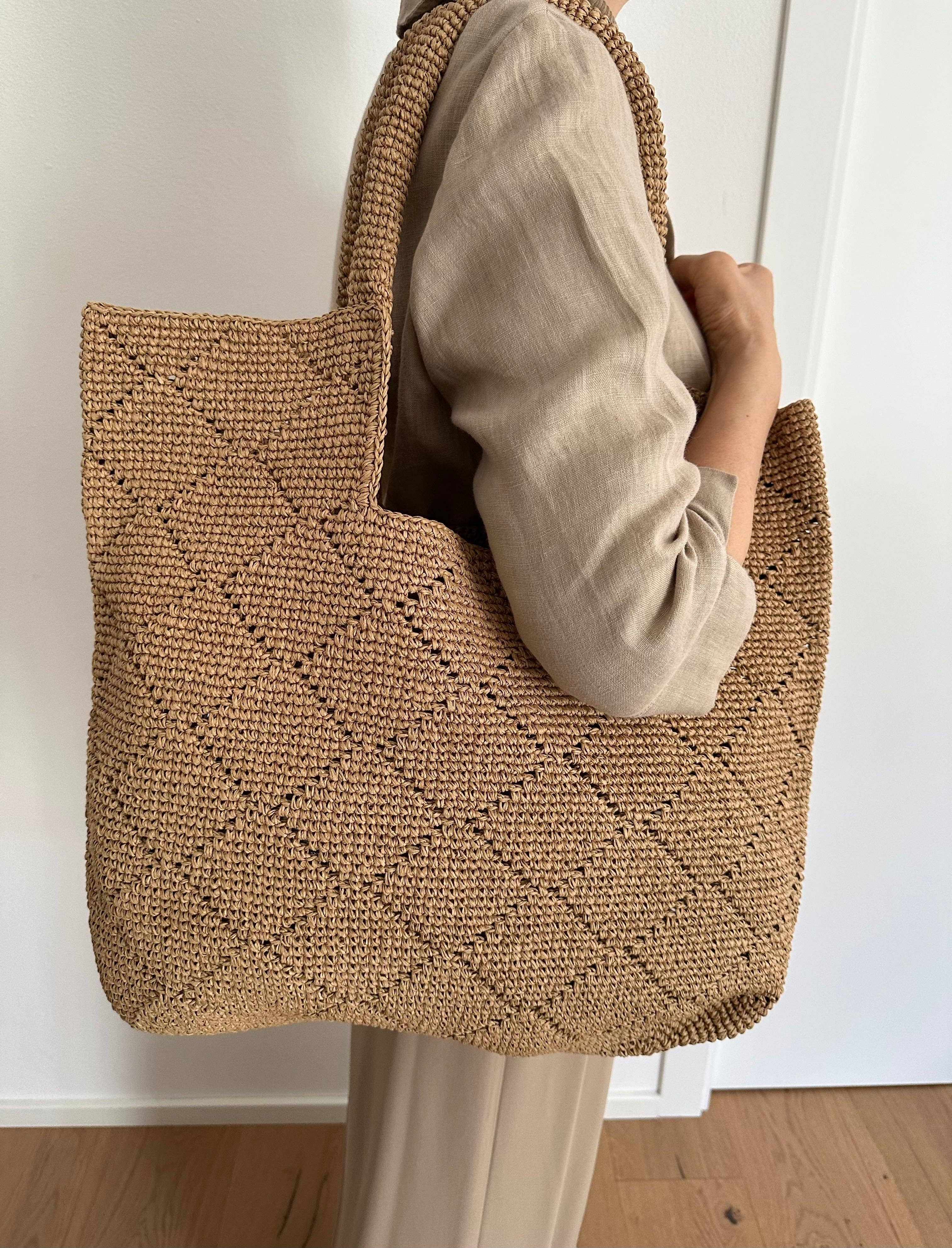 Camel Handmade Raffia Tote