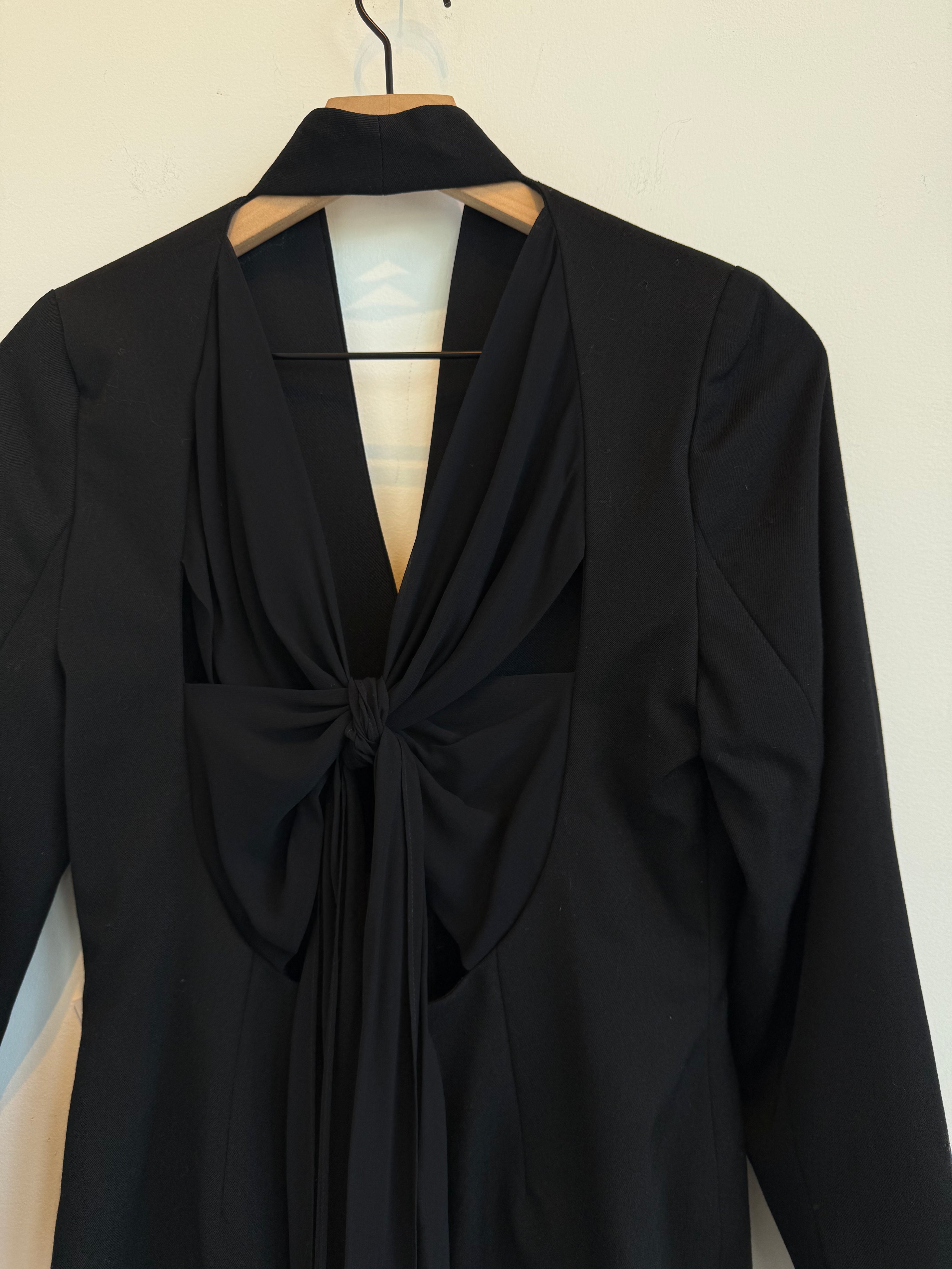 Vintage Black Open Back Wool Blazer