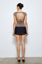 Taupe Paola Open-Back Textured Top