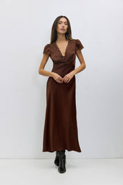 Brown Satin Vivienne Dress