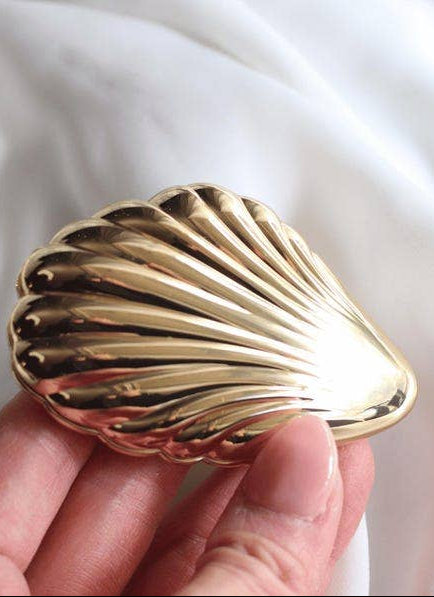 Gold Seashell Compact Mirror