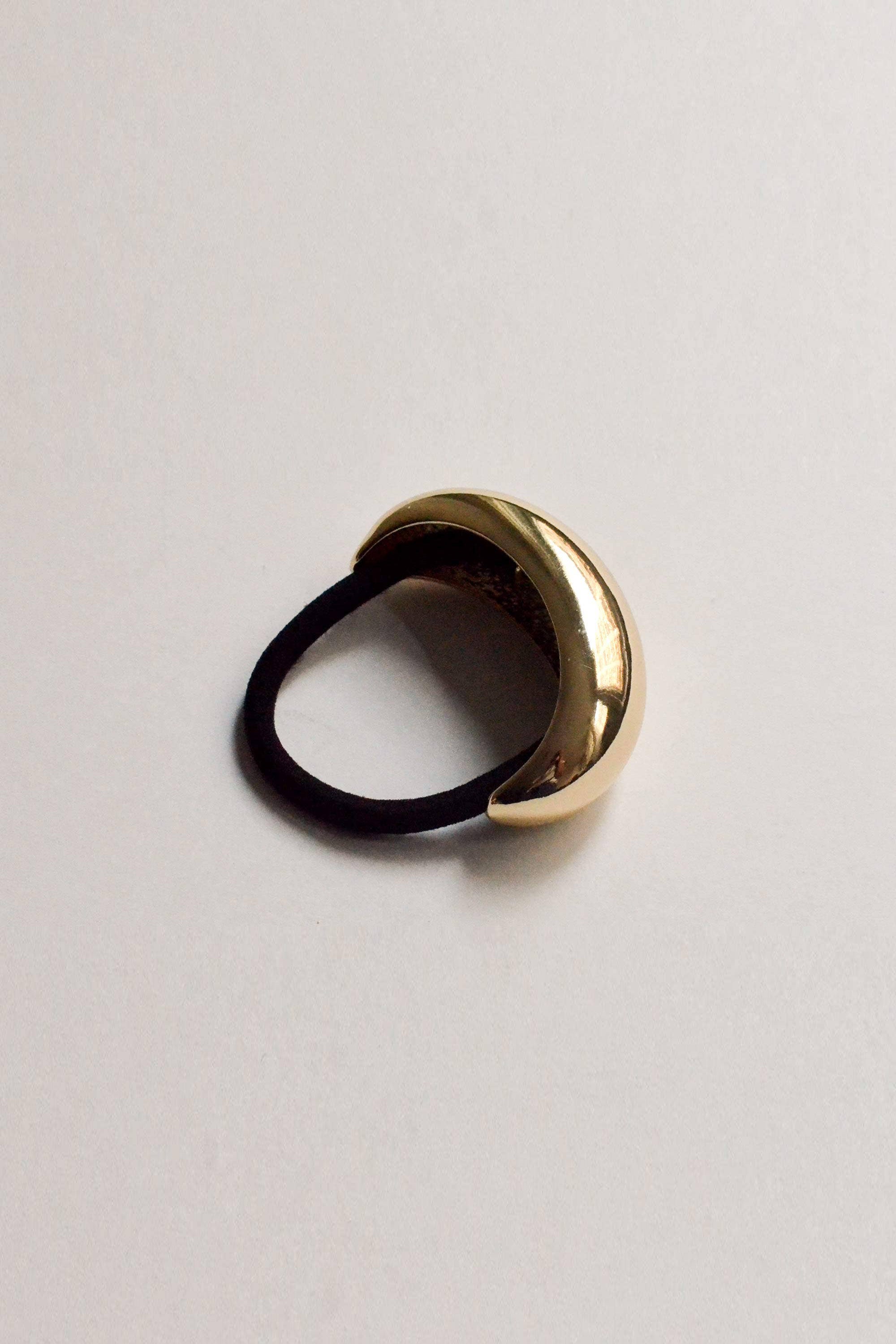 Gold Wide Crescent Metal Hair Tie