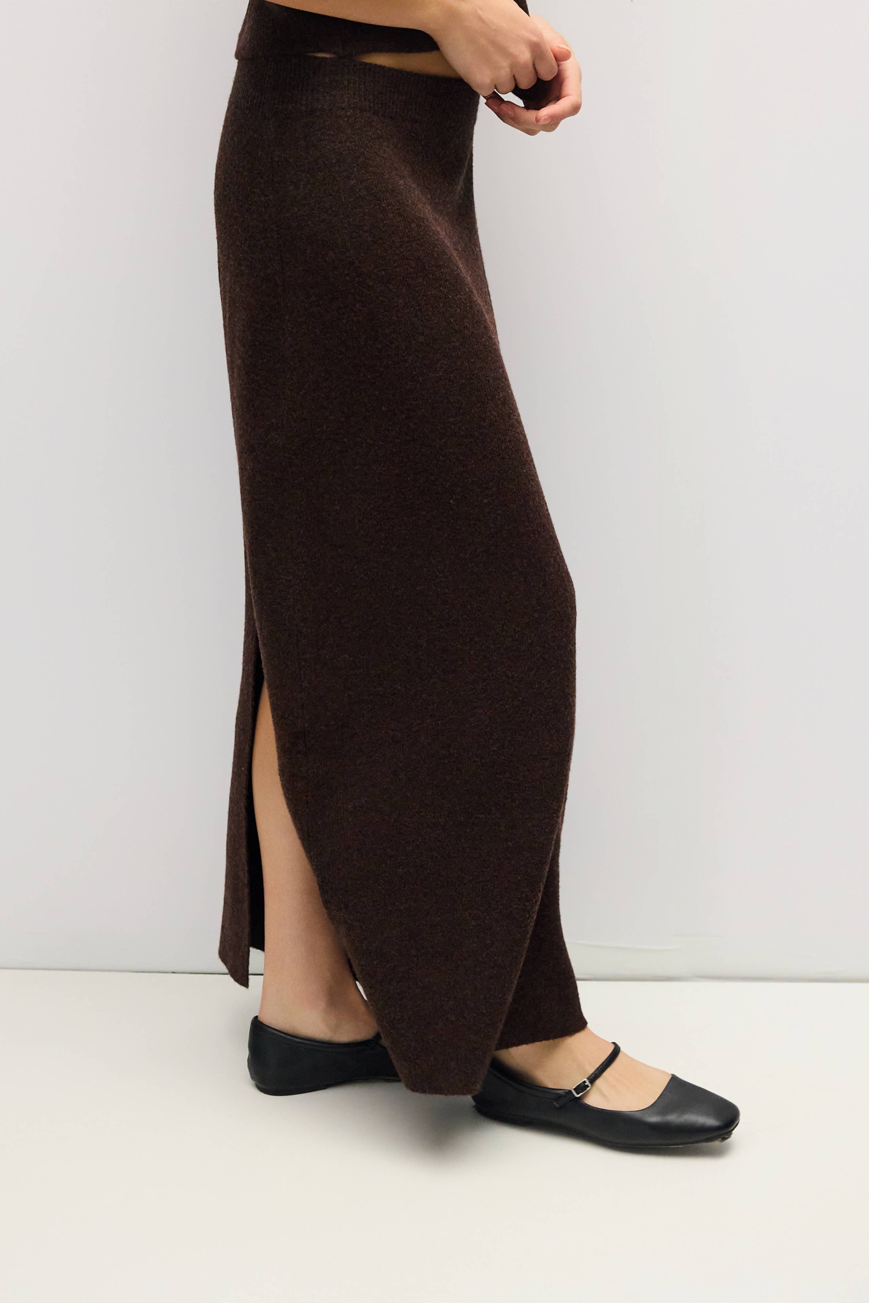 Brown Knit Danica Midi Skirt